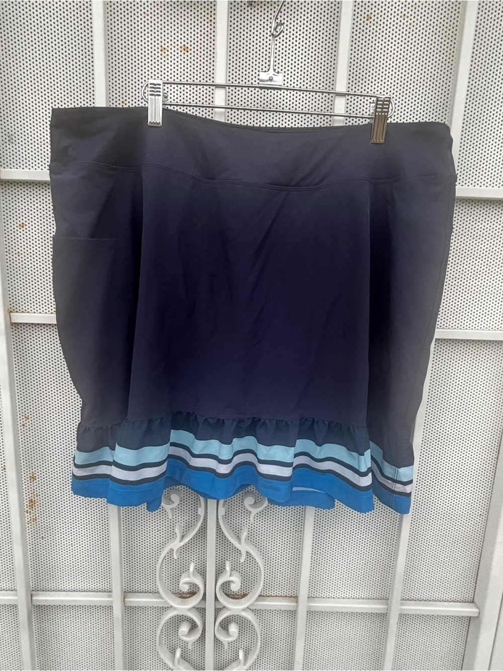 Addison Bay XL Navy Stretch Skort Striped Ruffle Hem Golf Tennis